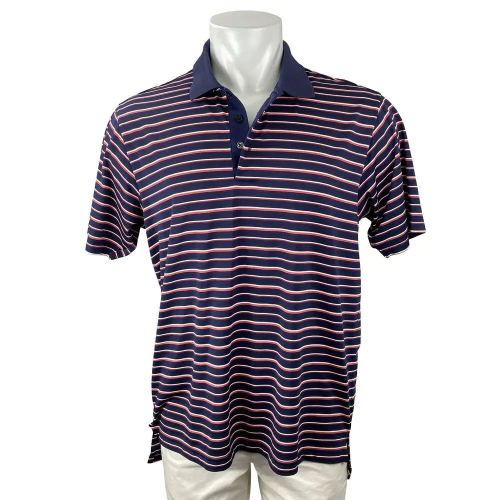 Adidas Climalite Multicolor Stripe Short Sleeve Classic Golf Polo Shirt Top Sz M